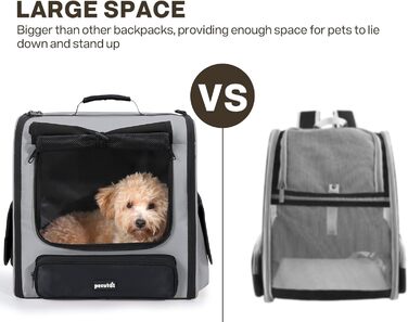 Рюкзак-переноска для котів та маленьких собак Pecute, великий, з вентиляцією, для подорожей, піших прогулянок, кемпінгу, ергономічний дизайн, темно-зелений (сірий)