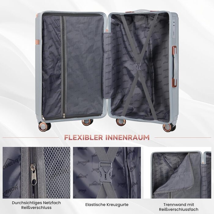 Набір валіз Homelux 3 шт. Бежевий, ABS, Hartschale, M-L-XL (950-silber)