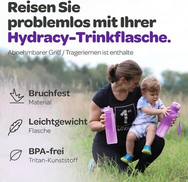 Пляшка для води Hydracy з фруктовою вставкою 500 мл, BPA-free, з міткою часу, спортивна, блакитна 