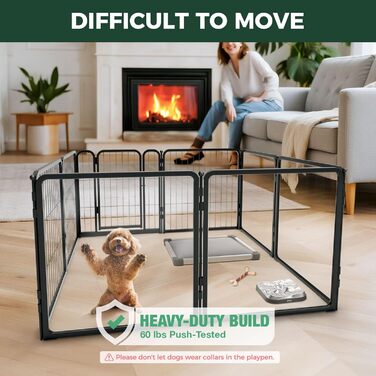 Клітка-павільйон для собак FXW Pawadise, 61 см, 8 панелей (4 акрил + 4 метал), чорна, розширювана