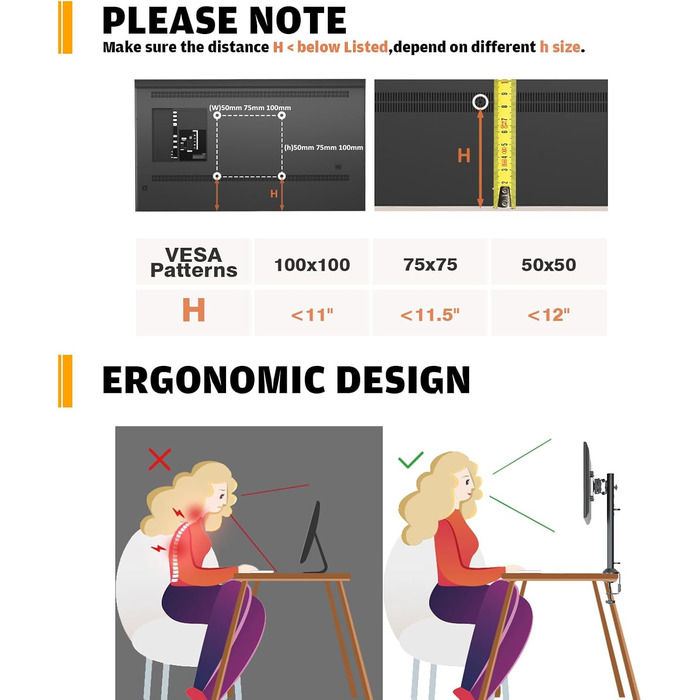 Тримач для монітора Hemudu, 13-32 дюйми, чорний. Регульований, поворотний, до 35 кг