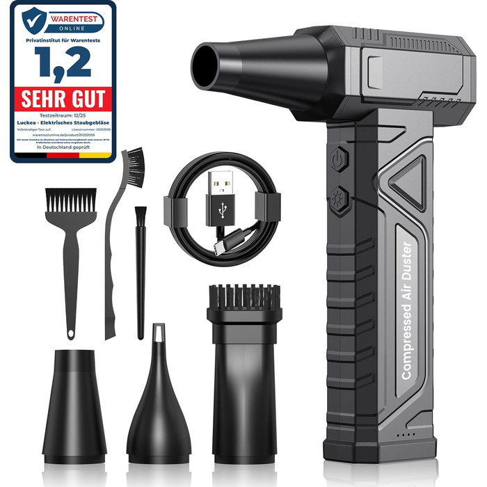 Електричний пилодув для ПК та приміщень - Air Duster 200000 RPM, 4-рівні, акумуляторний, чорний