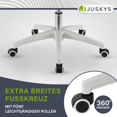 Офісний стілець Juskys Baltimore з роликами та підлокітниками - ергономічний, регульований по висоті - для кабінету, поворотний - сірий