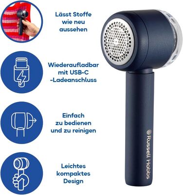 Електричний видалення ворсу Russell Hobbs Revive: портативний, USB-C, з функцією всмоктування, для одягу та текстилю