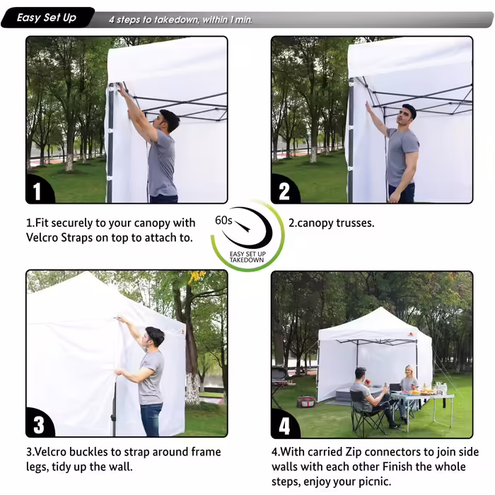 ABCCANOPY Instant Canopy SunWall 3 x 3 m, 3 pieces, side wall only, black