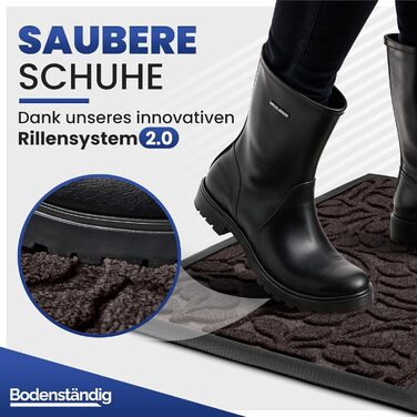 Килимок для дому та вулиці Bodenständig® - міцний, 80x120 см, ефективне очищення взуття, коричневий