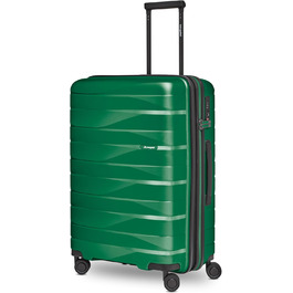 Чемодан середній з жорстким корпусом, розширюваний, 45 x 27 x 66 см, з подвійними колесами та TSA-замком, 3.7 кг, з високоякісного поліпропілену, унісекс, Emerald Green Metallic