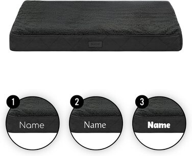 Ортопедичне ліжко для собак Lionto, 60x40x8 см, міцне, з м'яким плюшем, знімний та пральний чохол, водовідштовхувальне, для собак та котів (60x40x8 см, чорне)