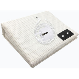 RIQINXIN Grounding Bed Sheet 200x200cm Grounding Mat with EU Grounding Cable Conductive Silver Fiber Grounding Bed Sheet for Better Sleep 10% Silver Fiber Content and 90% Cotton