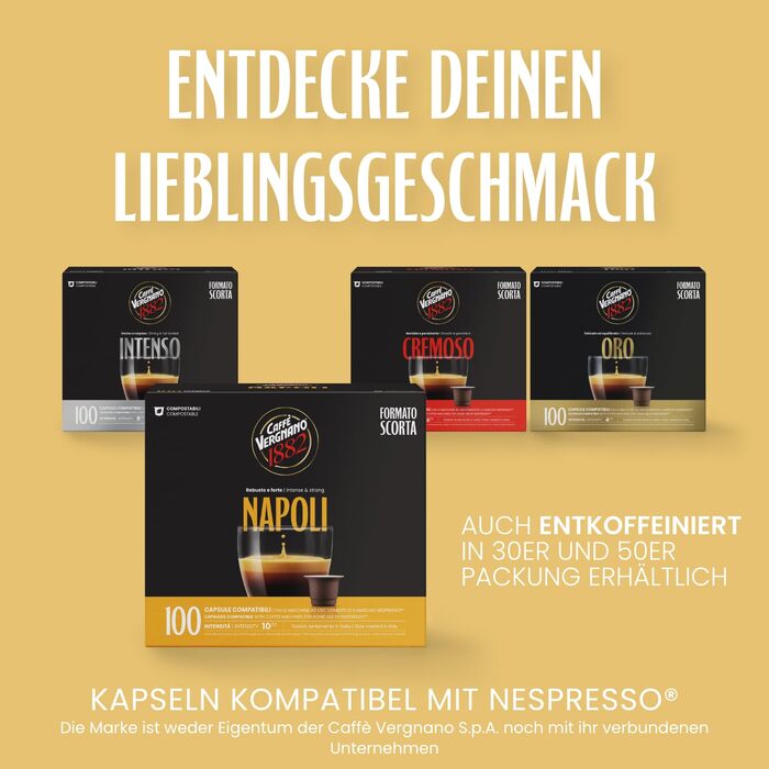 Кавові капсули Caffè Vergnano 1882 Napoli, сумісні з Nespresso, 100 шт