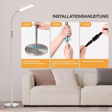 LED торшер Ehaho з регулюванням яскравості, чорний | Торшер-лампа з пультом дистанційного керування | 3 кольори світла (теплий, нейтральний, холодний) | Сучасний торшер для спальні, вітальні, офісу