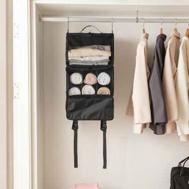 Настінна полиця-органайзер з тканини GRANNY SAYS з 3 відділеннями, для подорожей, чорна (середній)