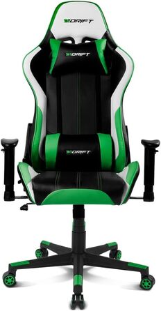 Ігрове крісло Drift DR175GREEN, екошкіра, 2D підлокітники, клас 4, чорний/зелений