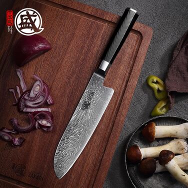 Японський кухонний ніж Santoku MITSUMOTO SAKARI, порошкова сталь VG-Pro, чорна ручка, 17 см