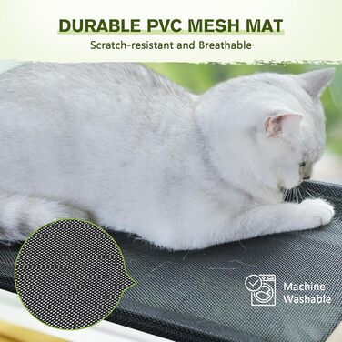 Ліжко-гамак для котів на вікно до 15 кг з масиву дерева та металу, 46 x 32 см