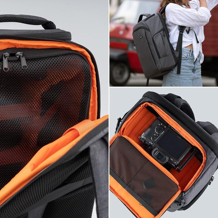 Рюкзак для фототехніки DÖRR Prag Pro 16L, водонепроникний, для DSLR/SLR, з відділенням для ноутбука 16 дюймів, знімні перегородки, кріплення для штатива, дронів, сірий