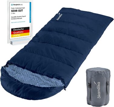 Skandika Dundee Junior Kids Sleeping Bag | Flannel-Lined Cotton Sleeping Bag for Children - Water-Resistant, 13°C to 3°C Comfort, 175 x 70 cm