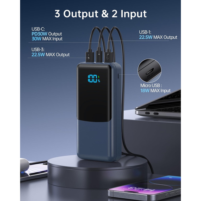 Power Bank Coblob 27000 mAh з USB-C PD 20W – Зовнішній акумулятор для телефону та інших пристроїв