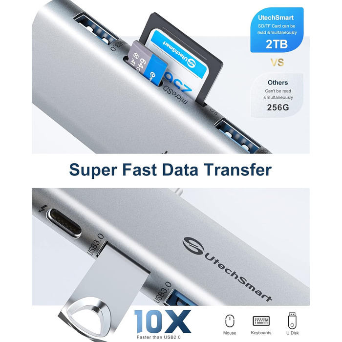 Док-станція USB C для MacBook та Windows, 3 монітори, Ethernet, 2 HDMI, VGA, PD3.0, SD/TF, 4 USB порти (UCN3317)