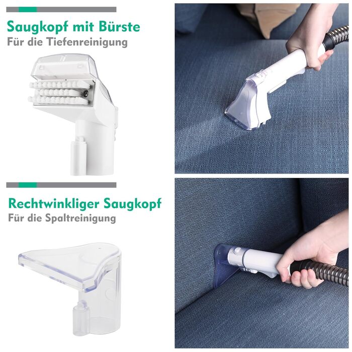 Портативний пилосос для миття килимів та диванів HAUSHOF, StainZapper, 400W, білий/сірий