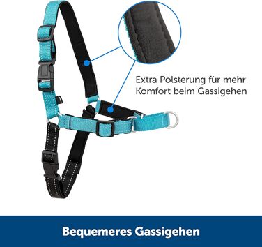 Нашийник для собак PetSafe Easy Walk Deluxe, без обмеження тяги, середній/великий, океаново-блакитний/чорний, з повідком 1.8 м