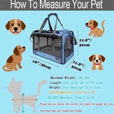 Транспортна переноска для собак та котів, складана, дихаюча, блакитна, 46x46x30 см