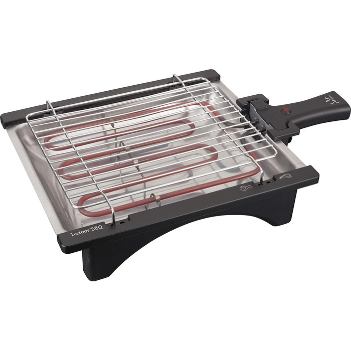 BQ95 Electric Grill, perfect for two people, smoke-free, odor-free, detachable grill with 2 height levels, stainless steel tray, healthy cooking with water [Energy efficiency class A]