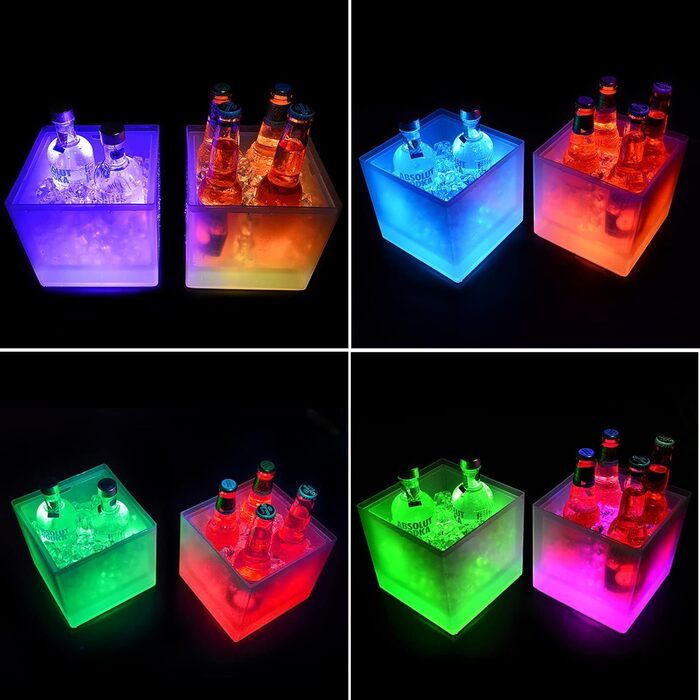 3.5L Ice Bucket LED, Colorful LED Ice Bucket for Bottles, Ice Bucket with Automatic Color Changing, For Parties, Homes, Bars, Clubs, Theme Restaurants, Can Freeze Red Wine, Juice, Beer