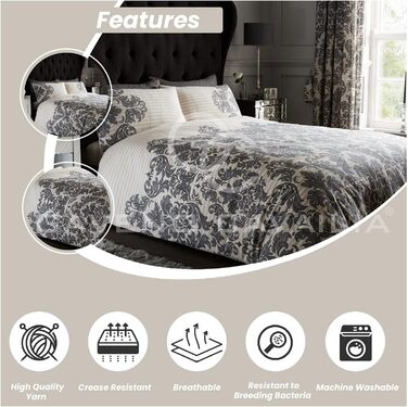 Комплект постільної білизни Gaveno Cavailia Empire, Дамаск, поліестер/бавовна, фіолетовий, двоспальний, 200x200 см, 11152873 (кремовий, Superking 260x220 см)