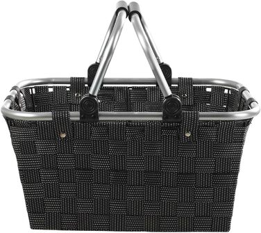 Корзина для покупок з ручками, 40 x 19,5 x 30 см, чорна, пластикова. Ідеально для покупок та зберігання.