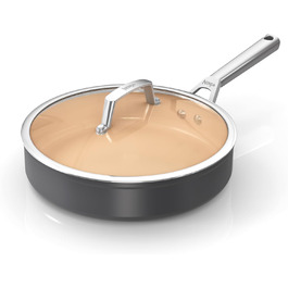 Ninja Extended Life 26 cm Ceramic Non-Stick Fry Pan (PFOA, PFA, Lead, and Cadmium Free), Induction Compatible, Stainless Steel Handle, Oven Safe up to 285°C, Terracotta and Grey, CW90126UK Fry Pan, 26 cm