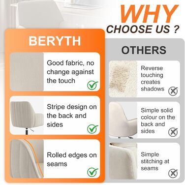 Офісний стілець для дому та офісу до 136 кг, обертовий, оксамитовий, з підлокітниками та колесами, ергономічний, білий. Стільчик для макіяжу, регульована висота.