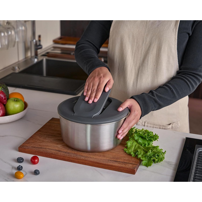 Салатниця-швидкосушка Zyliss Swift Dry 6L з нержавіючої сталі, BPA-free, AquaVent™ технологія, антиковзаюче дно, для миття в посудомийній машині