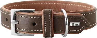Нашийник для собак HUNTER PORTO, шкіряний, олив'яне дублення, м'який, зносостійкий, ручної роботи, колір: коричневий (cognac)