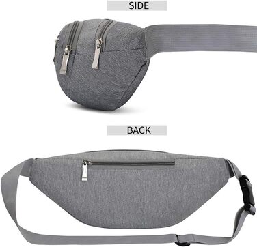 Водонепроникна поясна сумка на пояс для жінок та чоловіків, 3 кишені на блискавці, для походів, активного відпочинку, спорту, подорожей, гаманець для грошей (Світло-сірий)