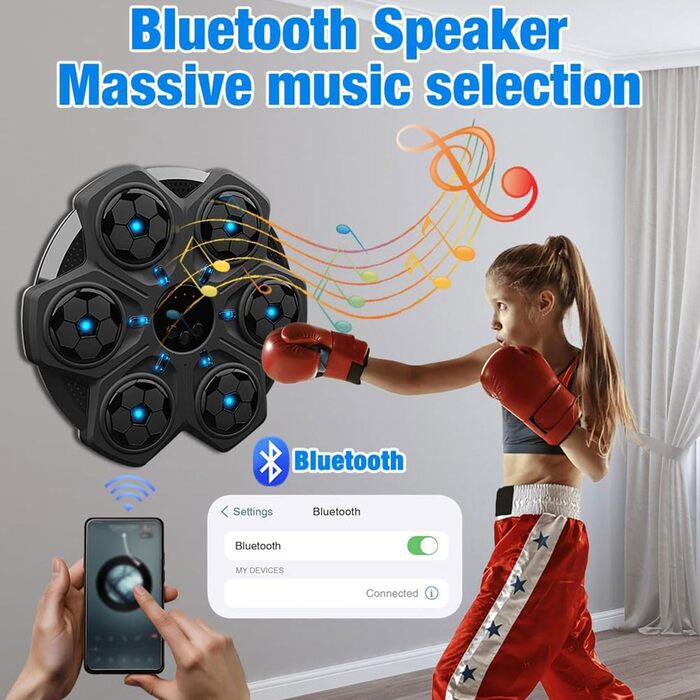 Музична боксерська машина Sunshine Smile - Liteboxer, Bluetooth, регулювання швидкості, настінна установка