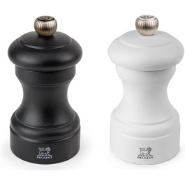PEUGEOT Bistro Pepper/Salt Mill Set, Classic Grind Setting, Height: 10 cm, Wood, White/Black, 2/24291