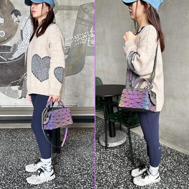 Геометричний гаманець жіночий світловідбиваючий, сумка через плече голографічна Geometrisches Portemonnaie (Cb-05)