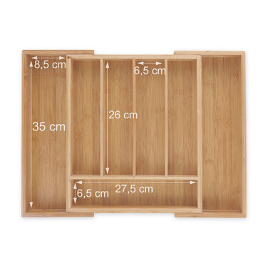 Relaxdays Bamboo Cutlery Box, Extendable