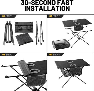 Складаний туристичний столик Zune Lotoo для кемпінгу, пікніків та риболовлі (60x40x40 см)