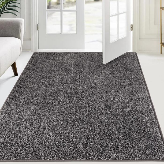 Килимок для дому 50x80 см, антиковзаючий, машинне прання, для собак, вхід, порог, коридор, водопоглинаючий, сіро-чорний