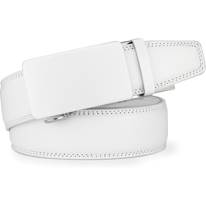 Чоловічий шкіряний ремінь на автоматичній застібці для ділового костюма, ширина 3,5 см, білий, довжина 125 см, підходить для обхвату талії 92-107 см