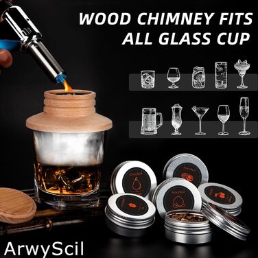 Набір для копчення коктейлів та віскі з ліхтариком: ретро-сет для вечірок, 6 смаків, подарунок для чоловіків, батька