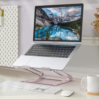DUCHY Adjustable Laptop Stand - Ergonomic Laptop Riser for MacBook, Tablets & Laptops (10-17 inch) - Rose Gold