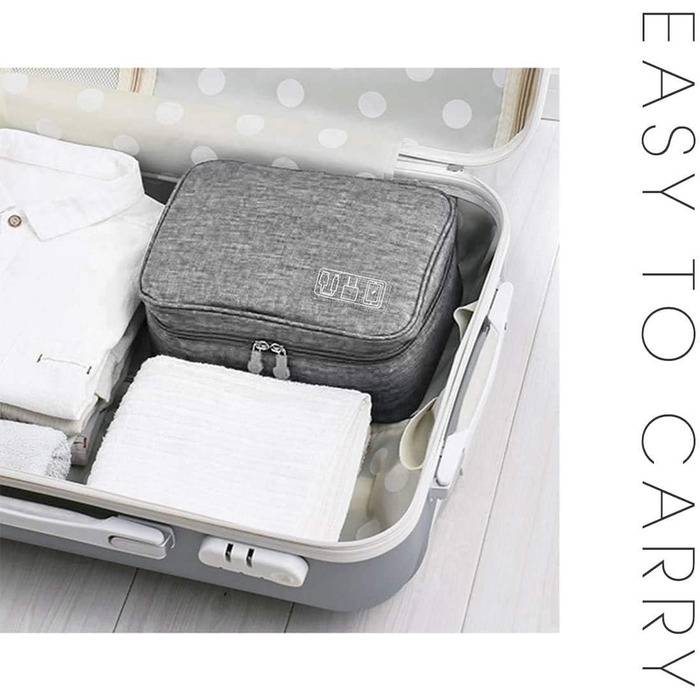 Органайзер для кабелів MOLENCO: водонепроникна сумка-органайзер для подорожей, 3 відділення, сірий колір