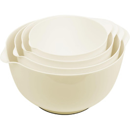 Набір мисок для змішування BoxedHome (4 шт.) з пластику, бежевий. Миски для салатів, ручне миття, неслизькі, стійкі, для сервірування та приготування їжі.