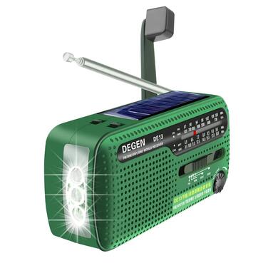 Радіо DEGEN DE13 на сонячних батареях з ручним заводом, FM/AM/SW, LED ліхтарик, Powerbank, для туризму та надзвичайних ситуацій