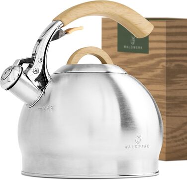 Чайник Waldwerk 2.2L для індукції та газової плити - пластиковий, з дерев'яною ручкою, зі свистком
