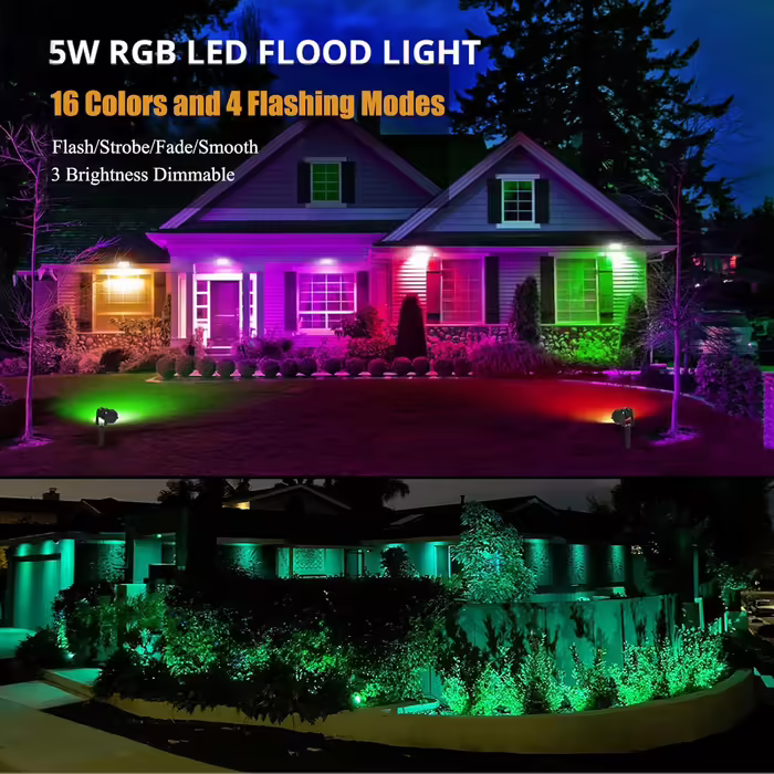Ground Spike Garden Light 5W LED Garden Floodlight IP66 Waterproof Garden Lamp with Plug Warm White 3000K LED Spotlight for Outdoor Garden Lawn Tree Meadow (pack of 8, Multicolor)