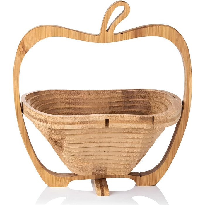 Кошик для фруктів Dimono® з бамбука, складаний, 3 в 1: кошик для фруктів, овочів та підставка під горщик, з дощечкою для нарізання, дизайн 